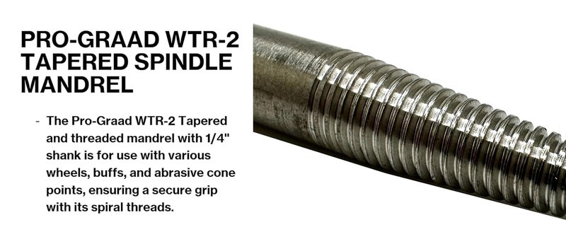 Pro-Grade WTR-2 Tapered Spindle Mandrel Threaded Screw Thread - 1/4" Shank Cone Point, Taper & Goblet Buff Mandrels, 1 Pack - Image 3